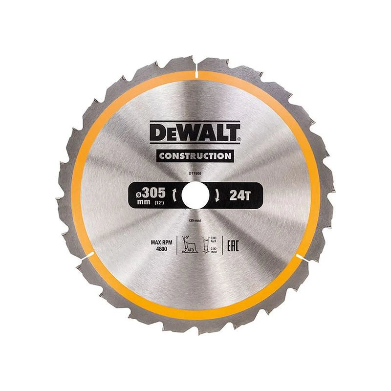 Dewalt Power Tools Stationary Construction Circular Saw Blade 305 x 30mm x 24T ATB/Neg
