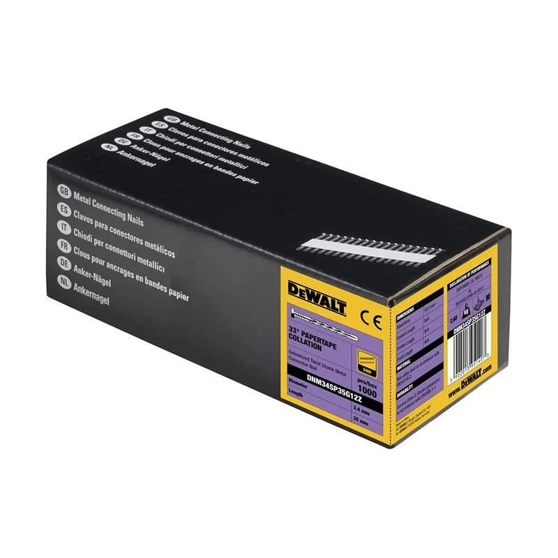 Dewalt Power Tools Galvanised Metal Connector Twist Nail 3.4 x 35mm (Pack 1000)