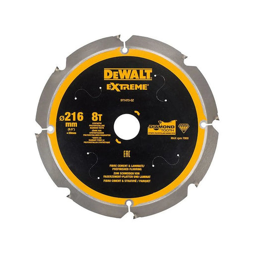 Dewalt Power Tools Extreme PCD Fibre Cement Saw Blade 216 x 30mm x 8T