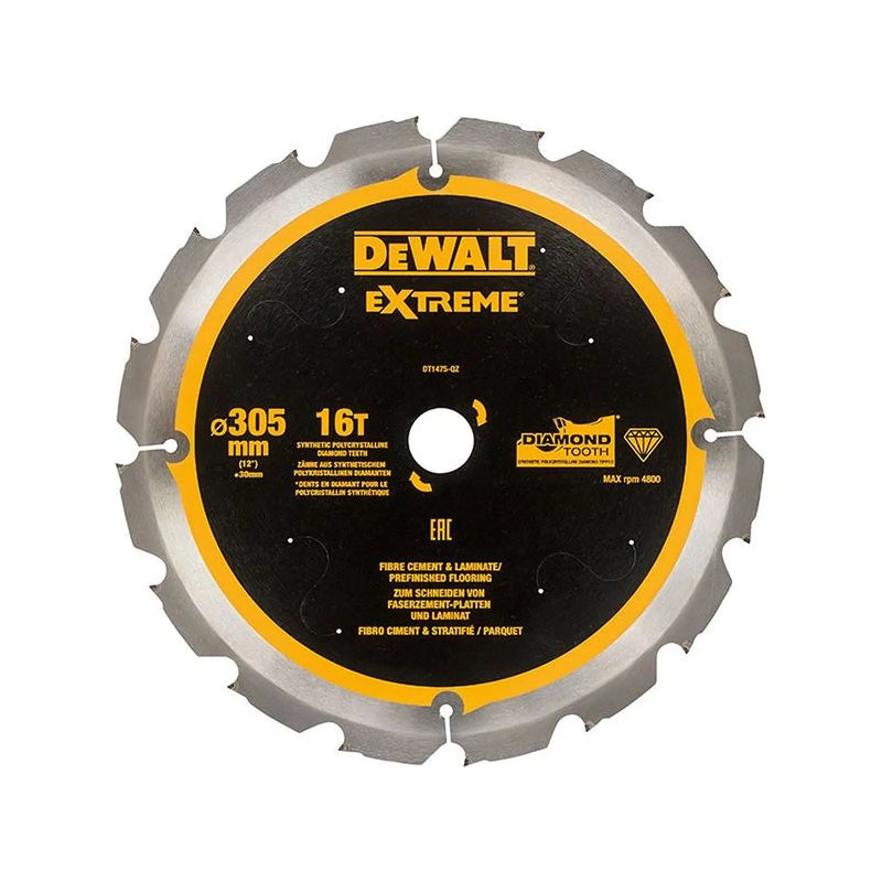 Dewalt Power Tools Extreme PCD Fibre Cement Saw Blade 305 x 30mm x 16T