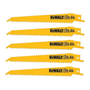 Dewalt Power Tools Bi-Metal Reciprocating Blade for Wood with Nails 152mm (Pack 5)