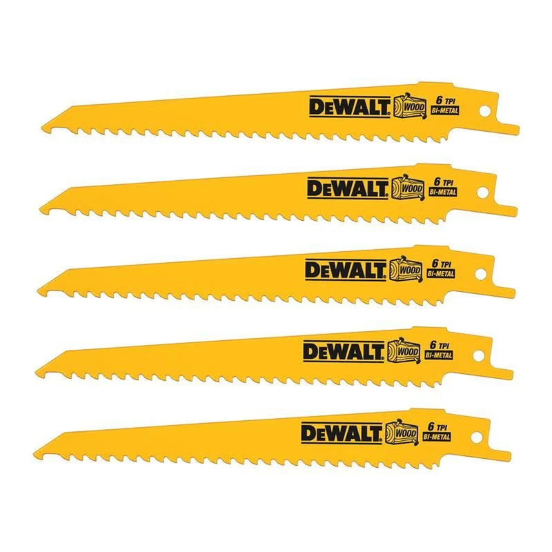 Dewalt Power Tools Bi-Metal Reciprocating Blade for Wood with Nails 152mm (Pack 5)