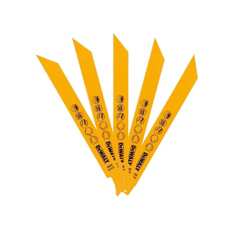 Dewalt Power Tools Bi-Metal Reciprocating Blade for Metal 203mm x 18 TPI (Pack 5)