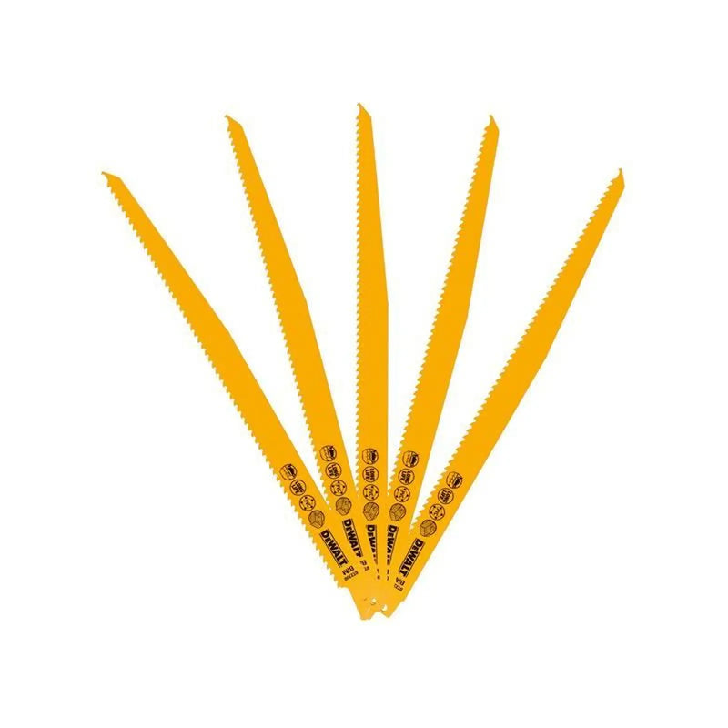 Dewalt Power Tools Bi-Metal Reciprocating Blade for Wood with Nails 305mm (Pack 5)