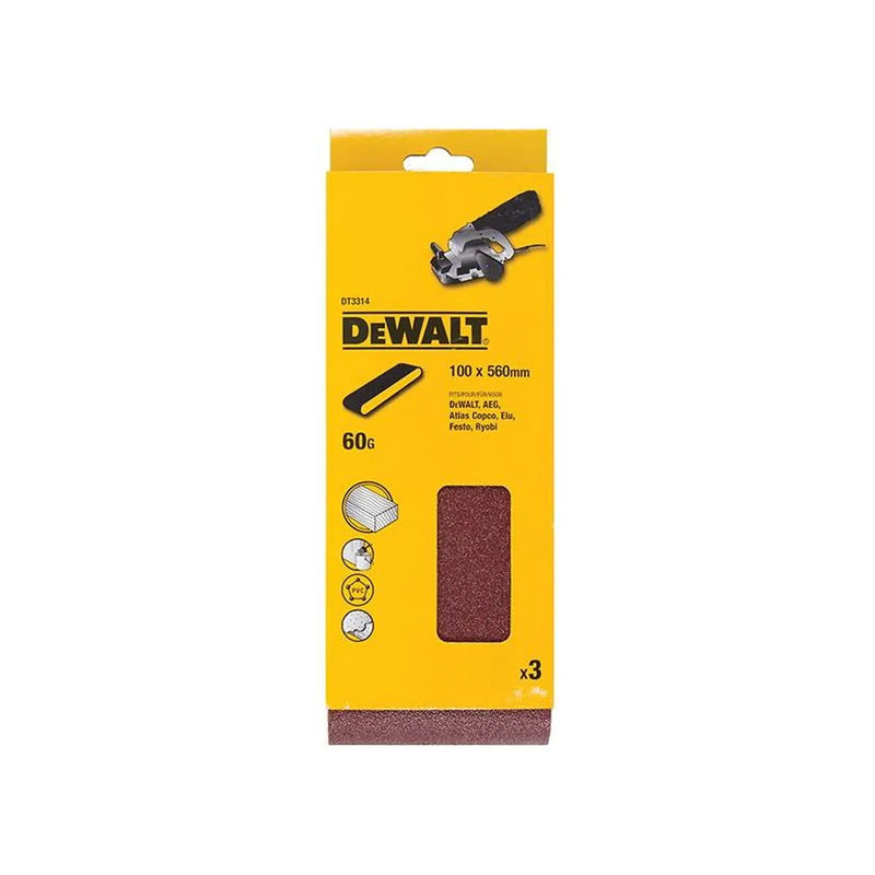 Dewalt Power Tools Sanding Belt 560 x 100mm 60G Pack of 3
