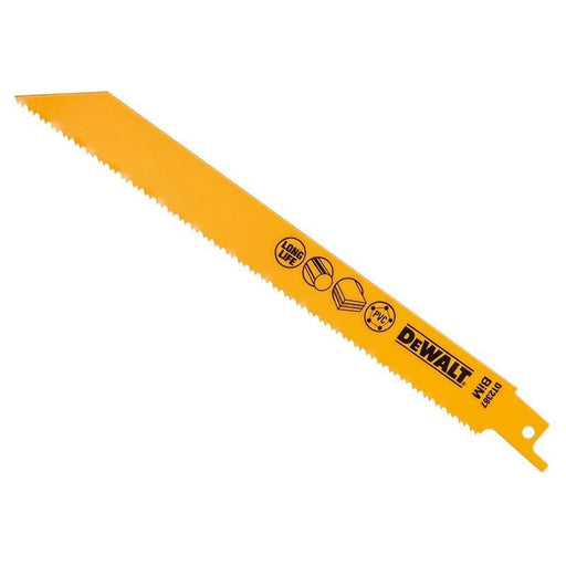 Dewalt Power Tools Bi-Metal Reciprocating Blade for Plastic & Pipes 203mm (Pack 5)
