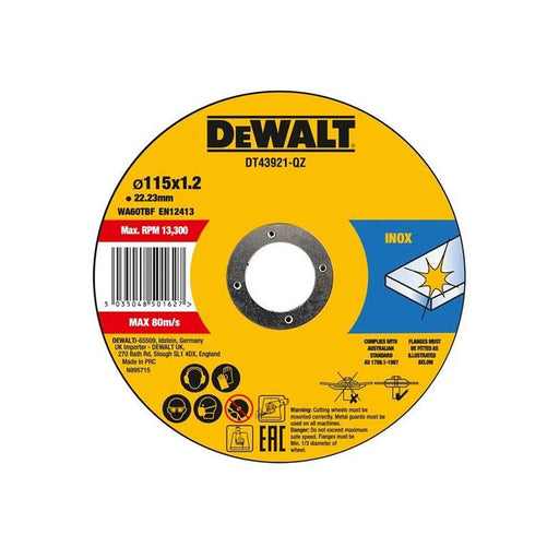 Dewalt Power Tools DT43921 Metal Cut Off Disc 115 x 1.2 x 22.23mm (Pack 10)