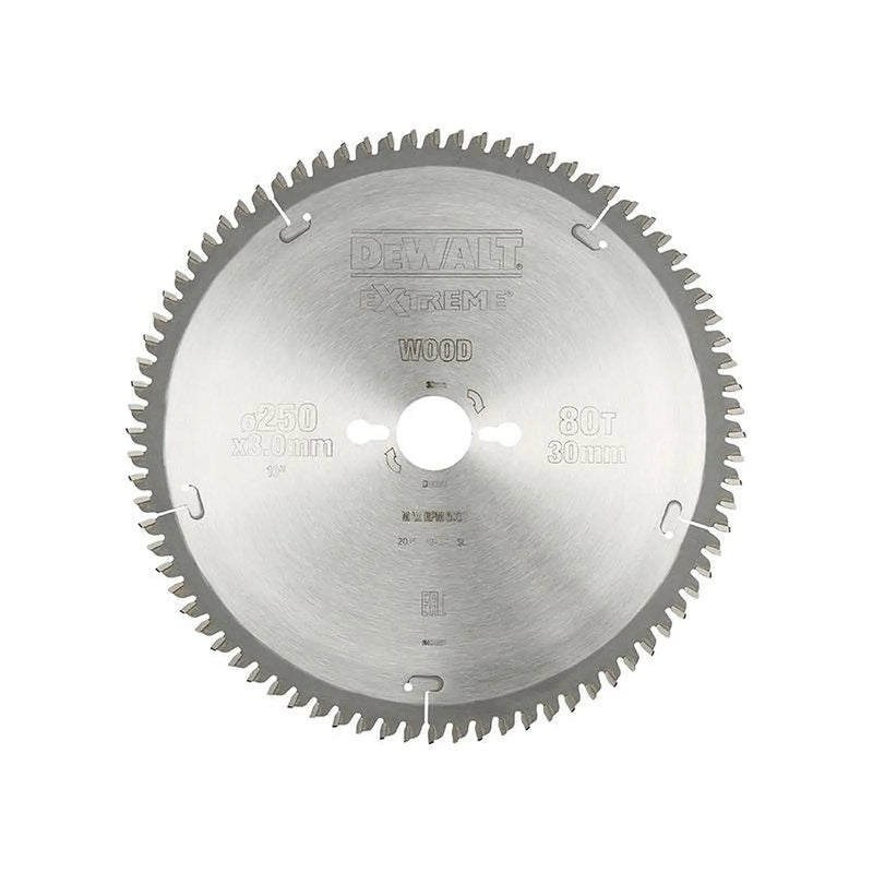 Dewalt Power Tools Series 40 Circular Saw Blade 250 x 30mm x 80T TCG/Neg