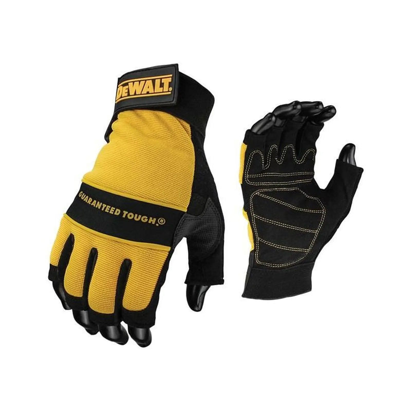 Dewalt Power Tools Fingerless Synthetic Padded Leather Palm Gloves - Large