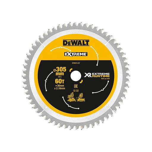 Dewalt Power Tools XR FlexVolt Mitre Saw Blade 305 x 30mm x 60T