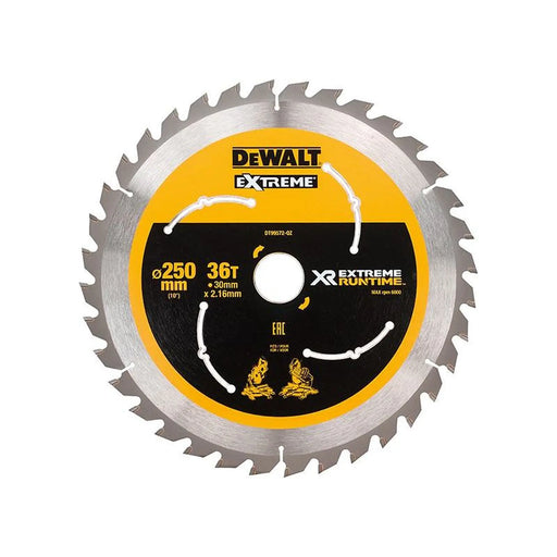 Dewalt Power Tools Extreme Runtime FlexVolt Mitre Saw Blade 250 x 30mm x 36T