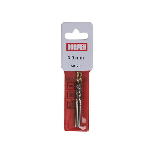 Dormer A002 HSS-TiN Coated Jobber Drills (2) 3.0mm OL:61mm WL:33mm