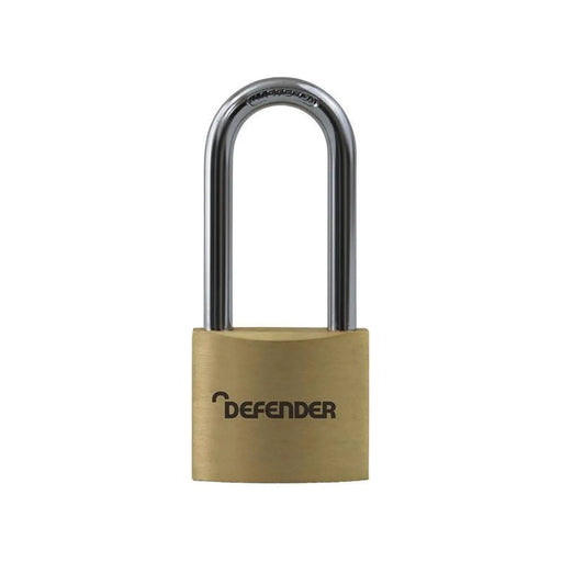DEFENDER Brass Padlock Long Shackle 40mm Heavy Duty