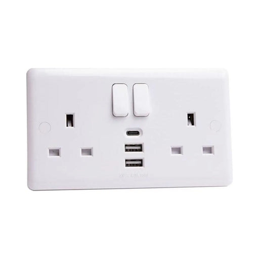 Deta Vimark 2-Gang USB Socket 13A Chrome