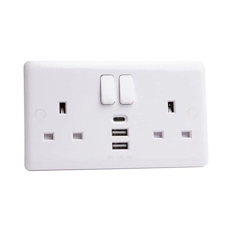 Deta Vimark 2-Gang USB Socket 13A Chrome