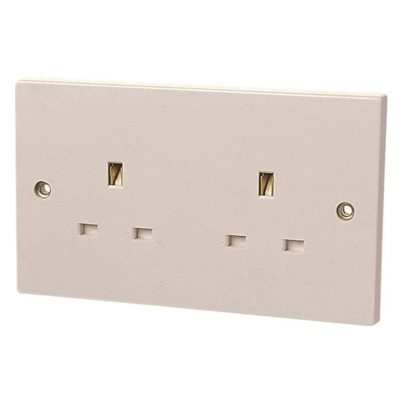 Dencon 2-Gang 13A Double Socket Screwless White
