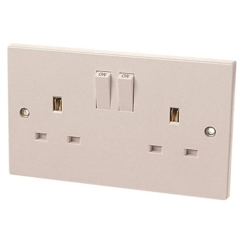Dencon 2-Gang 13A Double Socket Screwless White