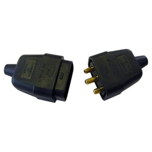 Dencon 3 Pin Rubber Connector Plug 10A Black