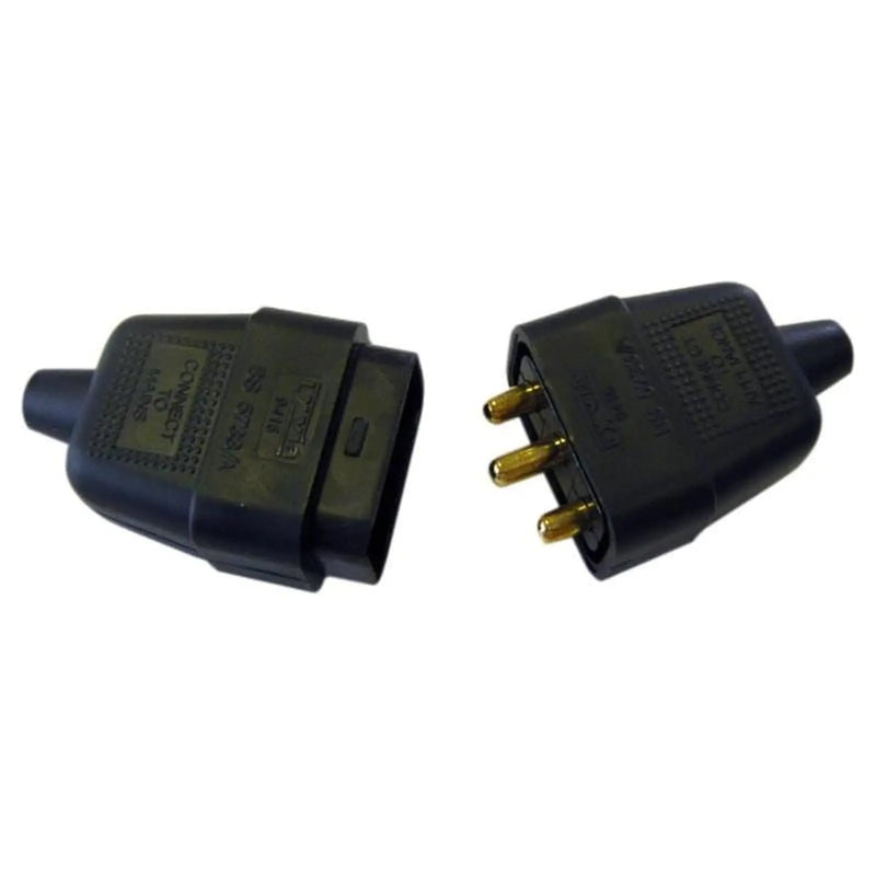 Dencon 3 Pin Rubber Connector Plug 10A Black
