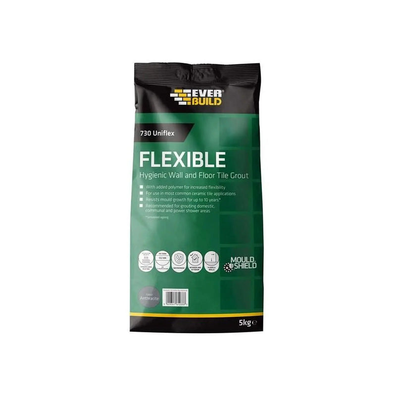 Everbuild Sika 730 Uniflex Hygienic Tile Grout Anthracite 5kg