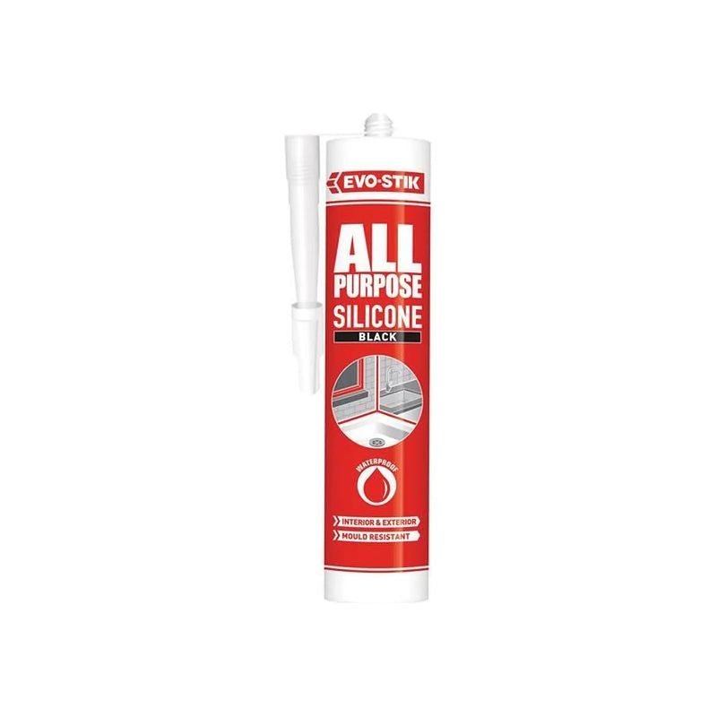 Evo-Stik 112872 All Purpose Flex Silicone Sealant Black C20