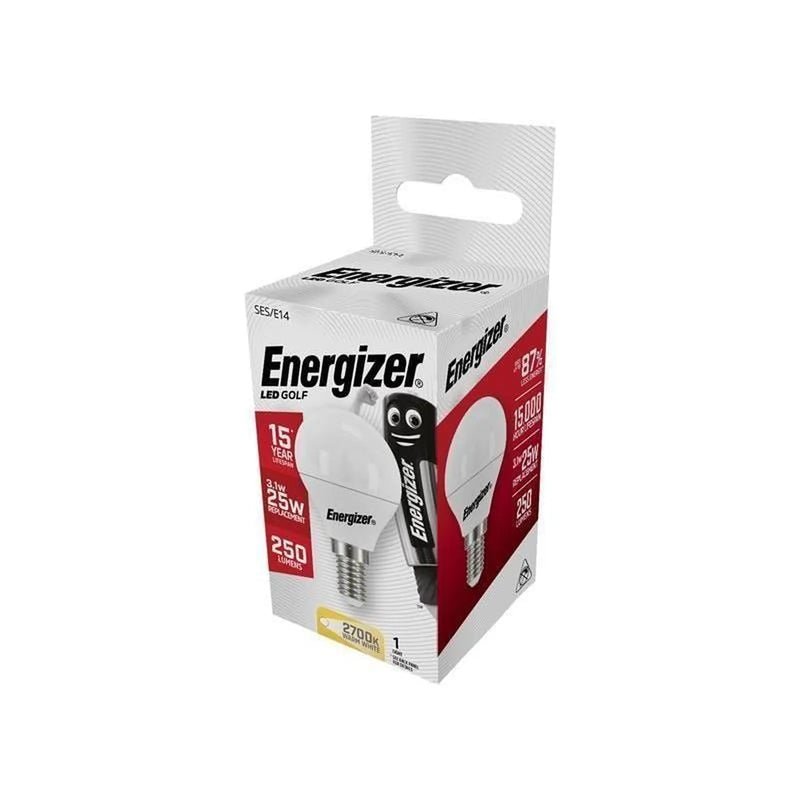 Energizer® LED SES (E14) Opal Golf Non-Dimmable Bulb, Warm White 250 lm 3.1W