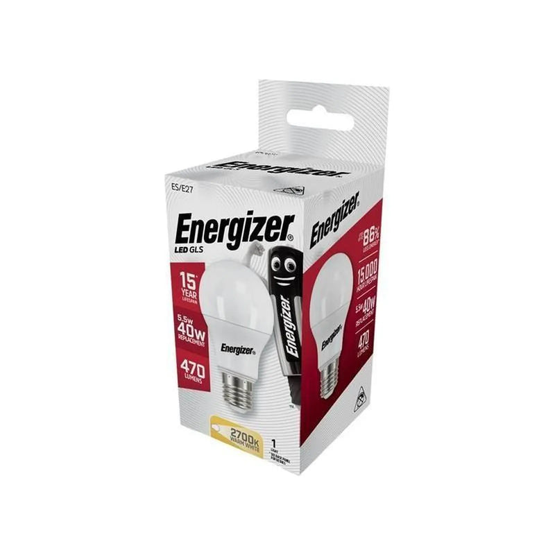 Energizer® LED ES (E27) Opal GLS Non-Dimmable Bulb, Warm White 470 lm 5.5W