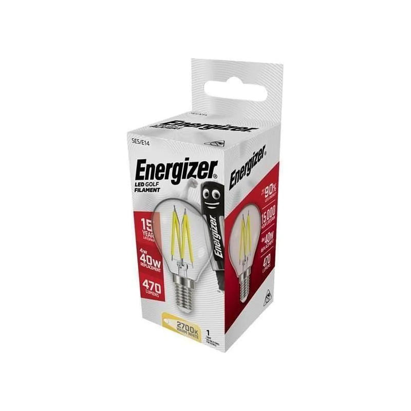 Energizer® LED SES (E14) Golf Filament Non-Dimmable Bulb, Warm White 470 lm 4W