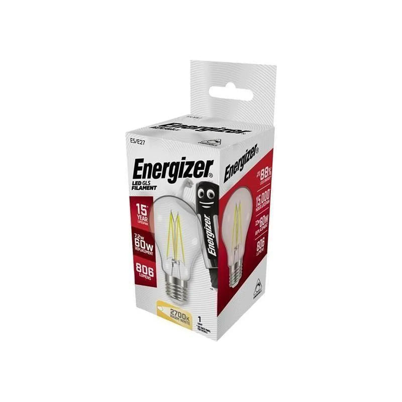 Energizer® LED ES (E27) GLS Filament Dimmable Bulb, Warm White 806 lm 7.2W