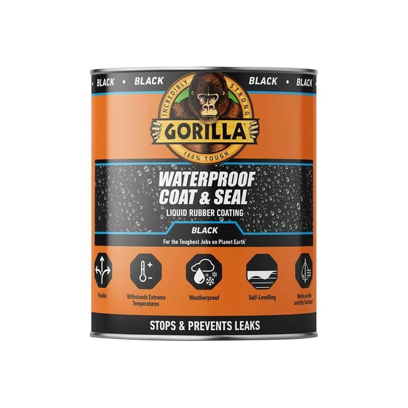Gorilla Glue Waterproof Coat & Seal Liquid Rubber Coating Black 946ml