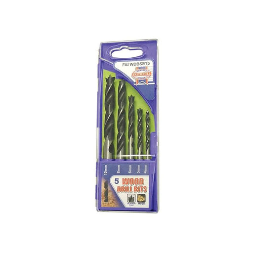 Faithfull Lip & Spur Wood Drill Bit Set, 5 Piece