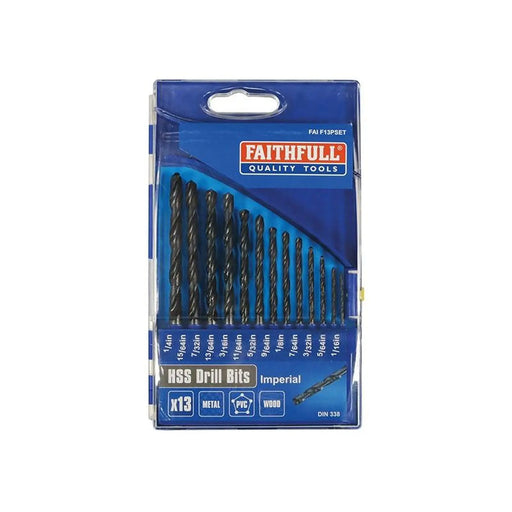 Faithfull HSS Drill Bit Set of 13 1/16-1/4 x 1/64