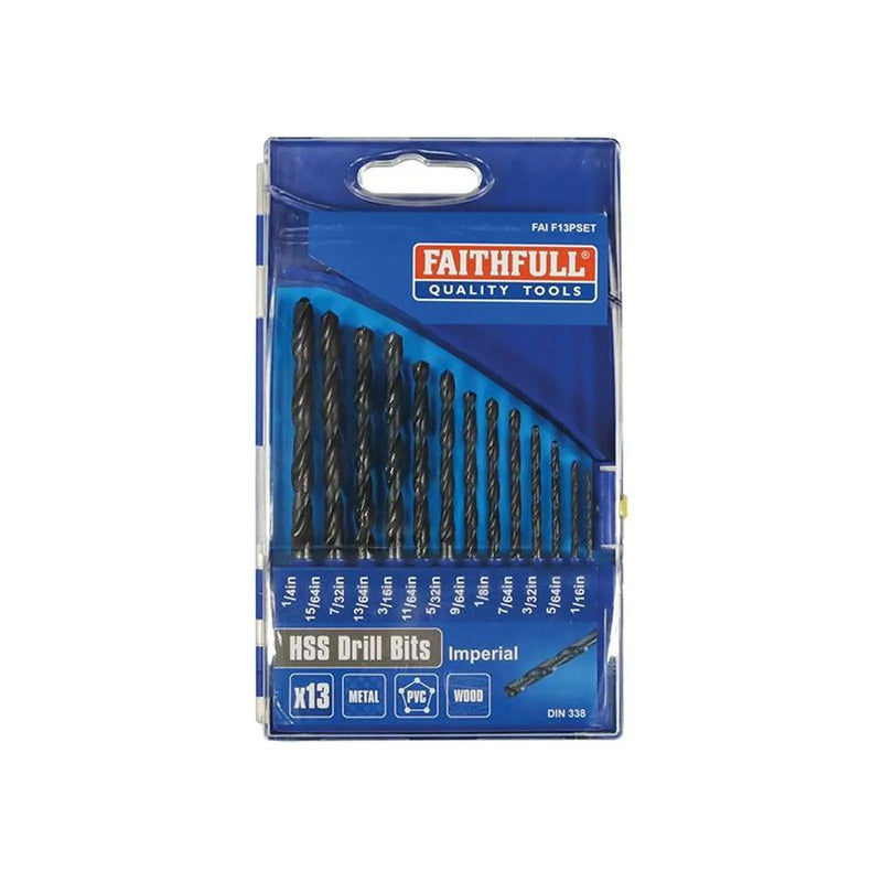 Faithfull HSS Drill Bit Set of 13 1/16-1/4 x 1/64