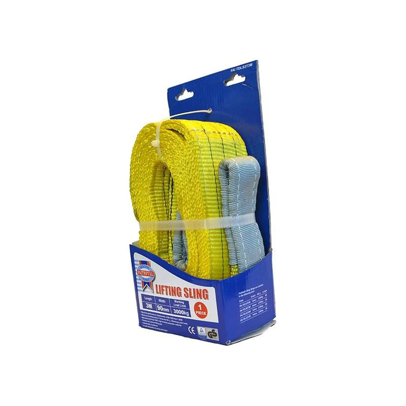 Faithfull Lifting Sling Yellow 3 Tonne 90mm x 3m