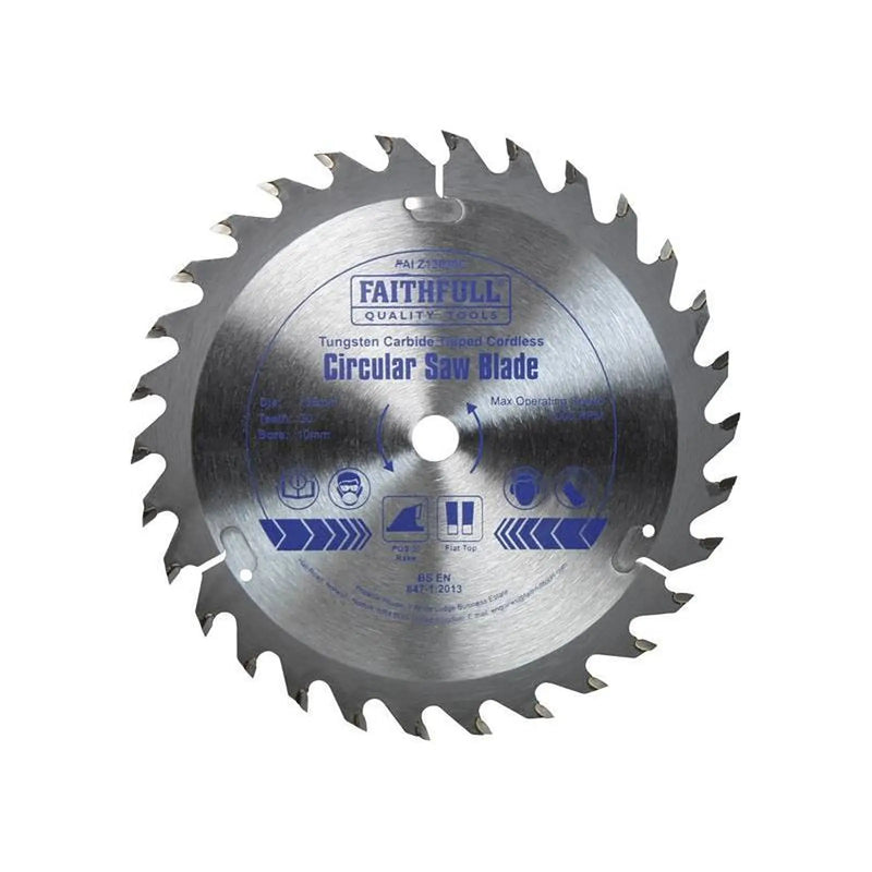 Faithfull TCT Cordless Trimsaw Blade 136 x 10mm x 30T POS