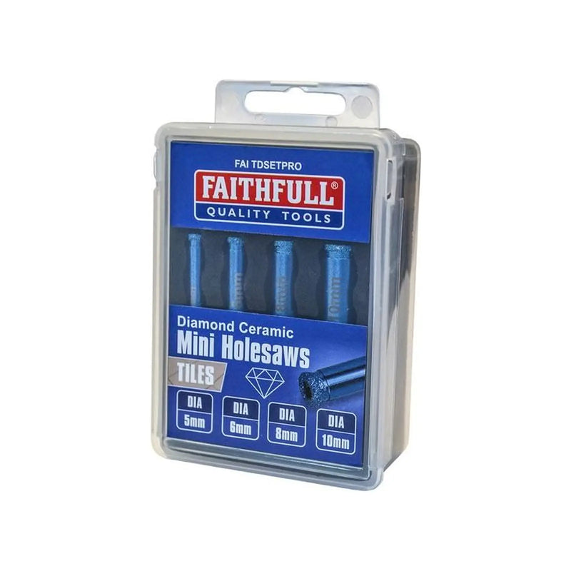 Faithfull Diamond Ceramic Mini Holesaw Set, 4 Piece