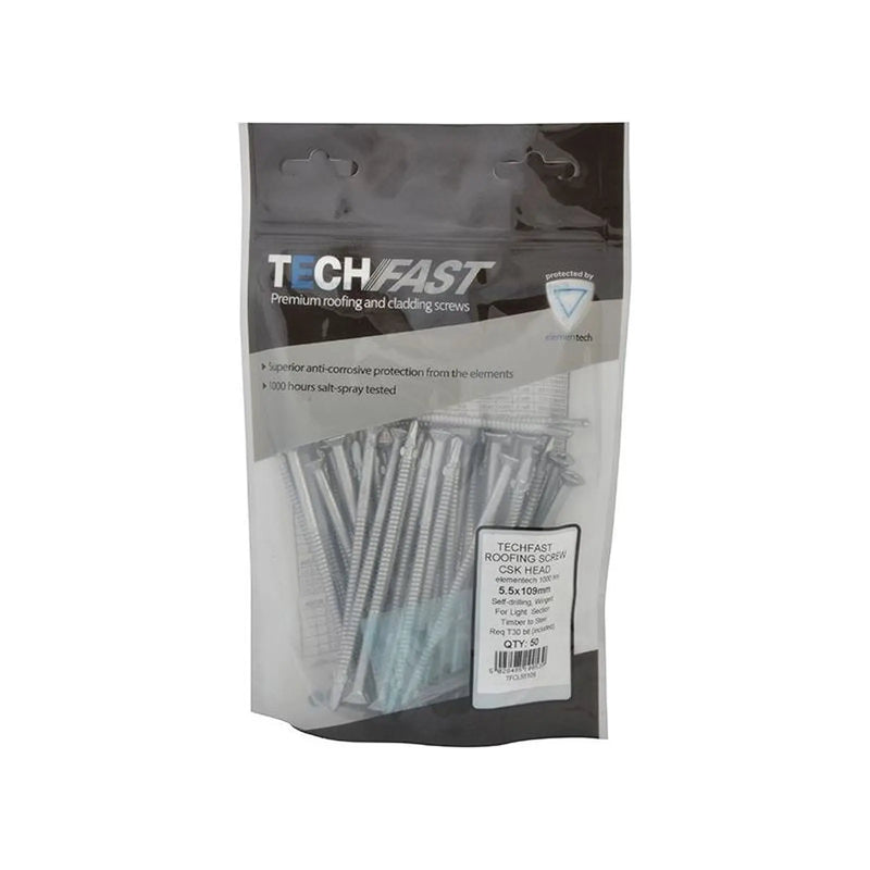 Forgefix TechFast Roofing Screw Timber - Steel Light Section 5.5 x 109mm Pack 50