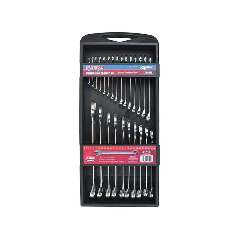 Faithfull Chrome Vanadium Comb Spanner Set, 25 Piece