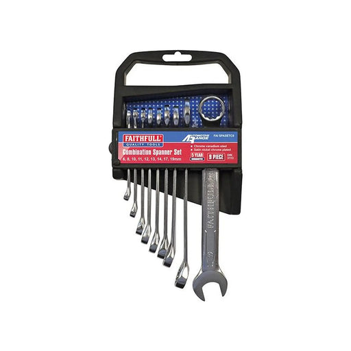 Faithfull Chrome Vanadium Combination Spanner Set, 9 Piece