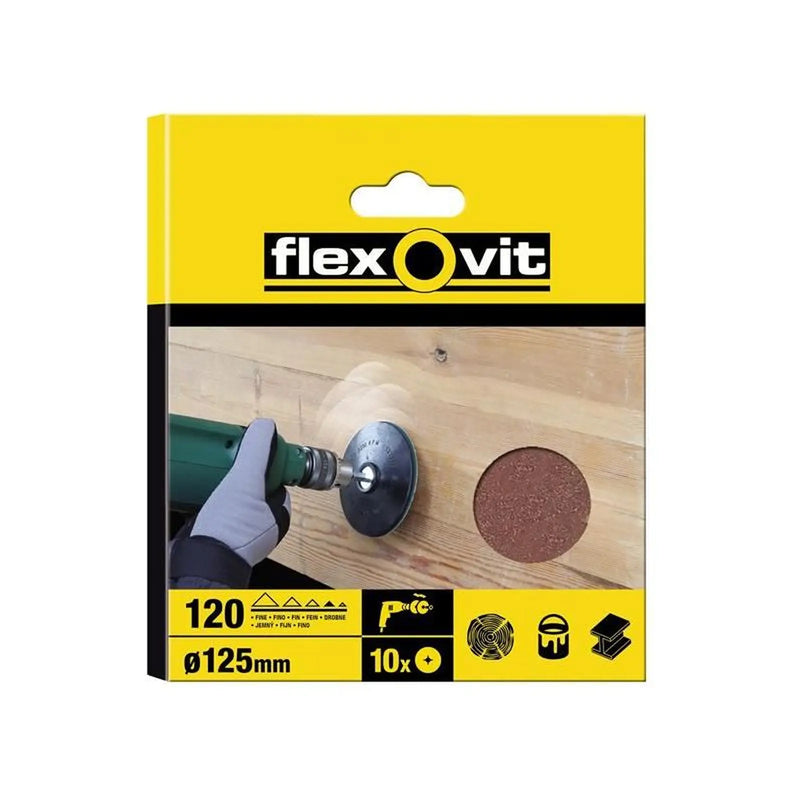 Flexovit Drill Mountable Disc 125mm Medium 80G (Pack 10)