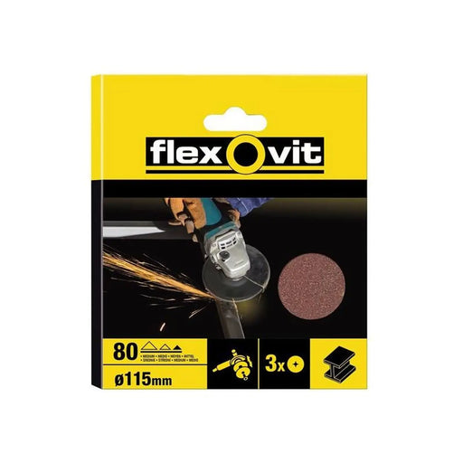 Flexovit Aluminium Oxide Fibre Disc 115mm Medium 50G (Pack 3)