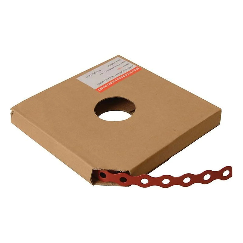 Forgefix Red Plastic Coated Pre-Galvanised Band 12mm x 0.8 x 10m Box 1