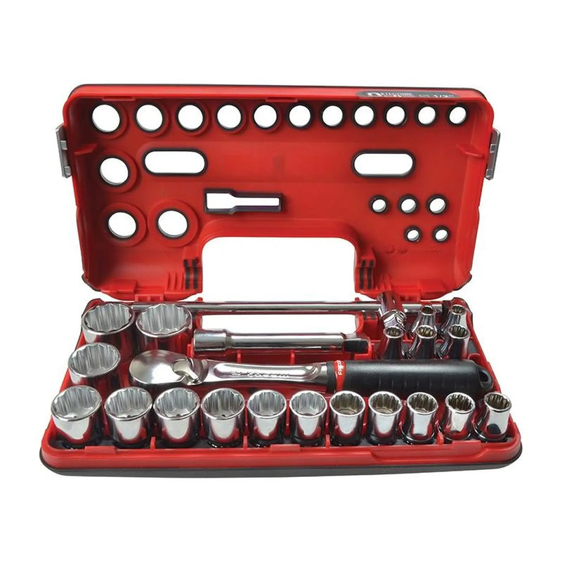 Facom 1/2in Drive 12-Point Detection Box Socket Set, 22 Piece