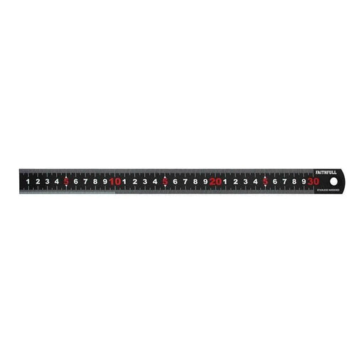 Faithfull Matt Black Stainless Steel Measuring Rule 300mm