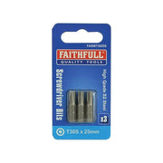 Faithfull Security S2 Grade Steel Screwdriver Bits T30S x 25mm (Pack 3)