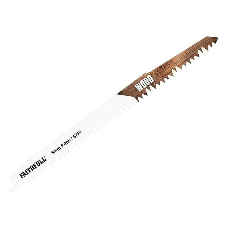 Faithfull S1531L Sabre Saw Blade Wood 240mm 5 TPI (Pack of 5)