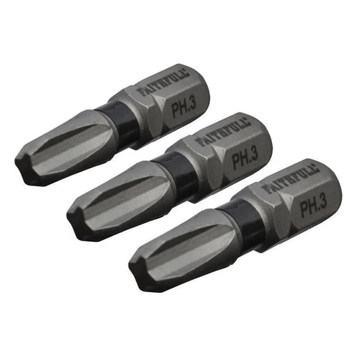 Faithfull Phillips Impact Screwdriver Bits PH3 x 25mm (Pack 3)