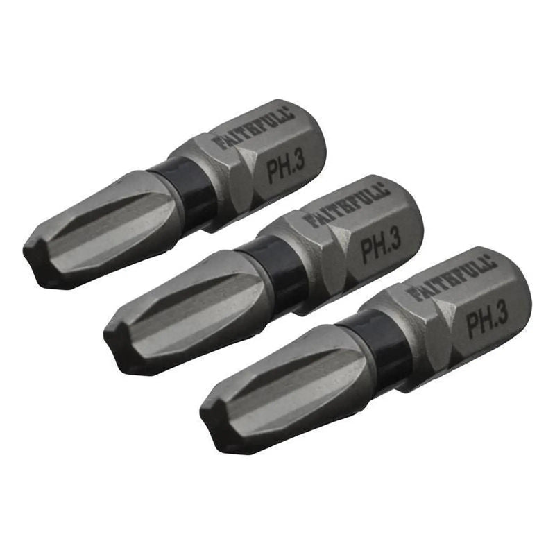 Faithfull Phillips Impact Screwdriver Bits PH3 x 25mm (Pack 3)