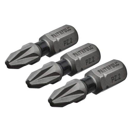 Faithfull Pozi Impact Screwdriver Bits PZ2 x 25mm (Pack 3)