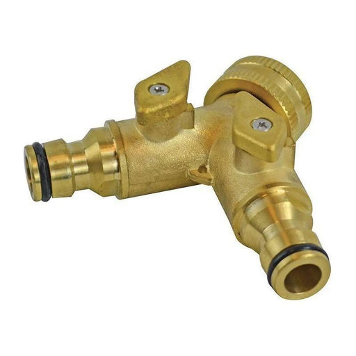 Faithfull 2 Way Shut Off Valve 19mm (3/4in) to 2 x 12.5mm (1/2in)